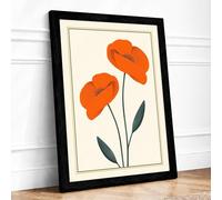 Bright Poppies Study Botanical Framed Wall Art Print A3 (42×29.7cm) Black, Wall Decor for Living Room, Bedroom, Office & Home, Ready to Hang, Art Gift