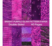 Bright Purple Glam Scrapbook Paper 40 Pages 20 Sheets: Glamorous Pattern Paper: Double Sided for Scrapbooking, Card Making, Origami, DIY and More