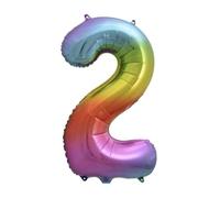 Bright Rainbow Number 2 - Large Helium Foil Balloon - Birthday Party Wedding Anniversary Decoration - 101cm