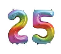 Bright Rainbow Number 25 - Large Helium Foil Balloon - Birthday Party Wedding Anniversary Decoration - 101cm