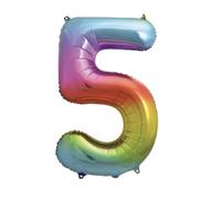 Bright Rainbow Number 5 - Large Helium Foil Balloon - Birthday Party Wedding Anniversary Decoration - 101cm