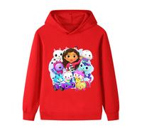 (bright red, 110cm) Gabby's Dollhouse Printed Hoodie for Middle and Large Children B1091
