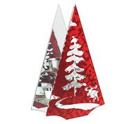Bright Red Christmas Design Large Triple Tea Light Holder 24x15x6cm (DISCONTINUED)
