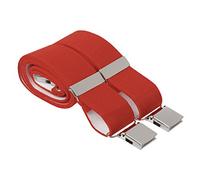 Bright Red Heavy Duty Trouser Braces 35mm Wide 4 Heavy Duty Strong Silver Clips 44 Inch Adjustable