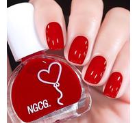 Bright Red Nail Varnish,Long Lasting Quick Drying & Chip Resistant Jelly Nail Polish High Glossy for DIY Salon Manicure at Home, No Need UV