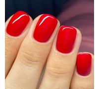 Bright Red Press on Nails Short Square Fake Nails Designs False Nails Nude True Red Full Cover Glossy for Women Girls Simple Daily Wear Manicure Decoration 24Pcs