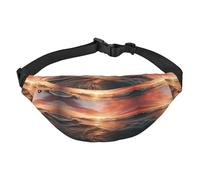 bright red sunset Boys Crossbody Waist Bag, Large Travel Fashion Waist Bag for Sports, Running, Cycling, Traveling, Fishing