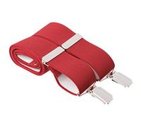 Bright Red Trouser Braces 35mm Wide Elastic 4 Strong Silver Clips 44 Inch Adjustable