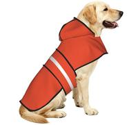 Bright Red Waterproof Dog Raincoat And Rain Jacket For Small Medium Large Dogs With Reflective Stripes And Adjustable Belly Strap