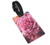Bright Rose Luggage Tag PVC Travel Bag Tag with Strap ID Card Label for Suitcase Backpack Carry On Baggage Identifier