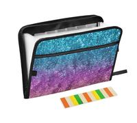 Bright Shiny Dreamy Pink Purple Expanding File Folder 13 Pockets A4 Letter Size Filing Folder with Zipper Closure Expanding Hanging File Folders for Librarian Document Storage