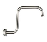 BRIGHT SHOWERS 13 Inch Shower Head Extension Arm with Flange S Shaped High Rise Extender Long Stainless Steel Rainfall Shower Head Pipe Arm Brushed