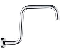 BRIGHT SHOWERS 13 Inch Shower Head Extension Arm with Flange S Shaped High Rise Extender, Long Stainless Steel Rainfall Shower Head Pipe Arm, Chrome