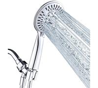 BRIGHT SHOWERS 9 Spray Settings Handheld Shower Head Set - Chrome Finish - Includes 60 Inch Flexible Hose and Adjustable Shower Arm Mount Bracket