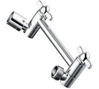 Bright Showers Brass Shower Arm Extender for Rain and Handheld Shower Head, 5 Inch Universal Shower Head Extension Arm, Height & Angle Adjustable, Chrome