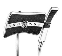 BRIGHT SHOWERS Dual Shower Head Combo Set, Handheld Showerhead Rainfall Shower Head Combo with Black Face, 60 Inch Long Stainless Steel Shower Hose, Chrome