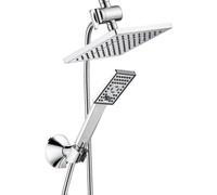 Bright Showers - Handheld Shower Head and Overhead Rain Shower Combo Set - Includes Wall Suction Bracket, 3-Way Diverter Mount and 5 ft. Stainless Steel Hose - Chrome Finish