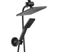 Bright Showers - Handheld Shower Head and Overhead Rain Shower Combo Set - Includes Wall Suction Bracket, 3-Way Diverter Mount and 5 ft. Stainless Steel Hose - Oil Rubbed Bronze (ORB) Finish