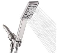 Bright Showers High Pressure Handheld Shower Set, High Flow Handheld Shower with 60 Inch Stainless Steel Hose and Adjustable Wall Bracket, 3 Spray Settings, Shower Rod, Brushed Nickel