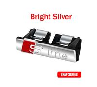 (Bright Silver) 1Pcs S Line Logo Car Front Grille Body Side Fender Trunk Stickers For
