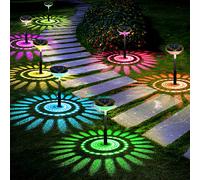 Bright Solar Pathway Lights 6 Pack,Color Changing+Warm White LED Solar Lights Outdoor,IP67 Waterproof Solar Path Lights,Solar Powered Garden Lights for Walkway Yard Backyard Lawn Landscape Decorative