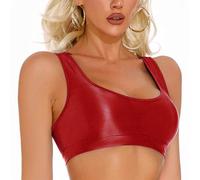 Bright Solid Bra for Women Essential Quick Dry Shiny Oily Crop Top Light Weight Clubwear Racerback Outfit Bra Red