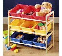 BRIGHT - Solid Wood Children's Toy Storage Box - Red / Yellow / Blue