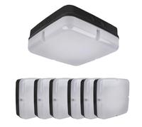Bright Source 10x Wall & Ceiling Square Utility LED Bulkhead, Black, Microwave Sensor, Switchable Wattage 9W 14W 18W, IP65, 120° Beam Angle, Switchable 3CCT Colour Temperature 3000K 4000K 6000K