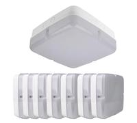 Bright Source 10x Wall & Ceiling Square Utility LED Bulkhead, White, Corridor Function, Switchable Wattage 9W 14W 18W, IP65, 120° Beam Angle, Switchable 3CCT Colour Temperature 3000K 4000K 6000K