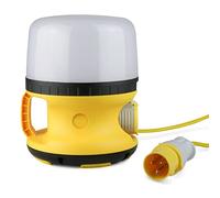 Bright Source 110V 20W LED Job Site Globe Light, 1800lm, 4000K Cool White, IP54 Rated, Bright Yellow Finish