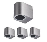 Bright Source 20x GU10 Outdoor Curved Wall Spot Downlight Fitting, Satin Nickel, Stainless Steel Construction, IP44 Rated, Modern Home Porch Light