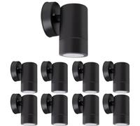 Bright Source 20x GU10 Outdoor Wall Spot Downlight Fitting, Black, Polycarbonate Construction, IP65 Water Resistant, Modern Home Porch Light