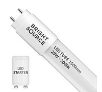 Bright Source 5ft (1500mm) 23w LED T8 Tube, 2070lm, 3000K Warm White, Replacement for 58w T8 Fluorescent, Starter Included - Direct Mains or for use with Switch Start Fitting with Magnetic Ballast
