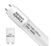 Bright Source 5ft (1500mm) 23w LED T8 Tube, 2070lm, 6000K Daylight White, Replacement for 58w T8 Fluorescent, Starter Included - Direct Mains or for use with Switch Start Fitting with Magnetic Ballast
