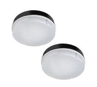 Bright Source 9W/14W/18W Led 3Cct Circular Utility Bulkhead - Black Base With Emergency - Twin Pack