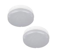 Bright Source 9W/14W/18W Led 3Cct Circular Utility Bulkhead - White Base With Corridor Function Sensor - Twin Pack