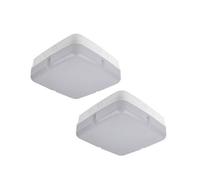 Bright Source 9W/14W/18W Led 3Cct Square Utility Bulkhead - White Base With Corridor Function Sensor - Twin Pack