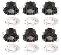 Bright Source All in One Integrated LED Downlight, TRIAC Dimmable, IP65, 3 Wattage Settings 4W/6W/8W, Switchable Colour 2700K 3000K 4000K 6000K Warm Cool Daylight, White Bezel, Tilt Function, 6 Pack