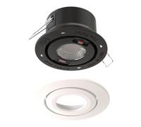 Bright Source All in One Integrated LED Spot Downlight, TRIAC Dimmable, IP65, 3 Wattage Settings 4W/6W/8W, Switchable Colour 2700K 3000K 4000K 6000K Warm Cool Daylight, White Bezel, Tilt Function