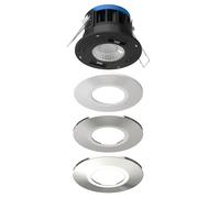 Bright Source All in One LED Downlight, DALI Dimmable, Switchable Wattage 8W/10W, Adjustable Colour Temperature 2700K 3000K 4000K 6000K, 3 Bezels Included, IP65 Water Resistant