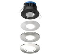 Bright Source All in One LED Downlight, TRIAC Dimmable, Switchable Wattage 8W/10W, Adjustable Colour Temperature 2700K 3000K 4000K 6000K, 3 Bezels Included, IP65 Water Resistant