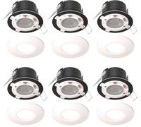 Bright Source All in One Switchable Wattage 4W/6W Integrated LED Spot Downlight, White Bezel, TRIAC Dimmable, Adjustable Colour 2700K 3000K 4000K 6000K, IP65, IK07, Fire Rated, 6 Pack