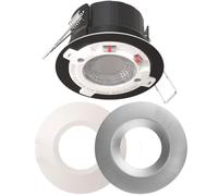 Bright Source All in One Switchable Wattage 6W/8W Integrated LED Downlight, White & Brushed Steel Bezel Bundle, TRIAC Dimmable, Adjustable Colour 2700K 3000K 4000K 6000K, IP65, Fir 1 Pack