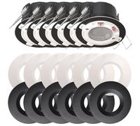 Bright Source All in One Switchable Wattage 6W/8W Integrated LED Downlight, White & Gunmetal Grey Bezel Bundle, TRIAC Dimmable, Adjustable Colour 2700K 3000K 4000K 6000K, IP65, Fir 6 Pack