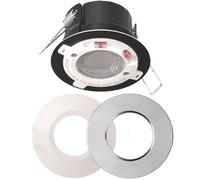 Bright Source All in One Switchable Wattage 6W/8W Integrated LED Downlight, White & Polished Chrome Bezel Bundle, TRIAC Dimmable, Adjustable Colour 2700K 3000K 4000K 6000K, IP65, Fir 1 Pack