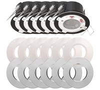 Bright Source All in One Switchable Wattage 6W/8W Integrated LED Downlight, White & Polished Chrome Bezel Bundle, TRIAC Dimmable, Adjustable Colour 2700K 3000K 4000K 6000K, IP65, Fir 6 Pack