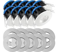 Bright Source All in One Switchable Wattage 8W/10W Integrated LED Downlight, White & Polished Chrome Bezel Bundle, TRIAC Dimmable, Adjustable Colour 2700K 3000K 4000K 6000K, IP65, Fire Rated, 10 Pack