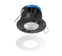 Bright Source All in One Switchable Wattage 8W/10W Integrated LED Spot Downlight, TRIAC Dimmable, Switchable Colour 2700K 3000K 4000K 6000K, White Bezel, IP65, IK07, Fire Rated, 1 Pack