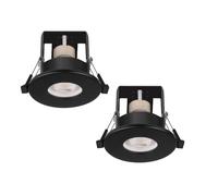 Bright Source Fixed GU10 Recessed Ceiling Downlight Can Fitting, IP20, Fire Rated (2, Matt Black)