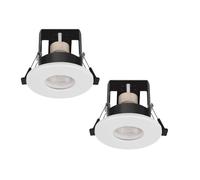 Bright Source Fixed GU10 Recessed Ceiling Downlight Can Fitting, IP65, Fire Rated (2, Glossy White)